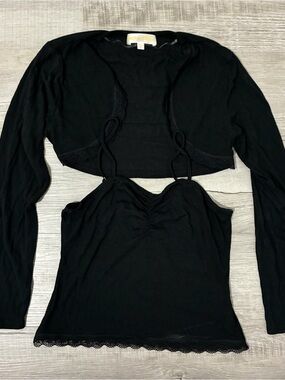 matching lace trim bolero and camisole set